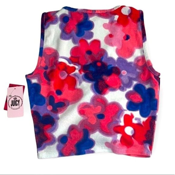 juicy Couture tie dye all over floral tie up sleeveless top size small - Picture 6 of 10